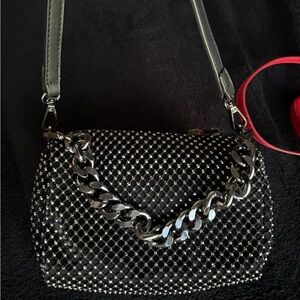 Aldo Black and Silver Crossbody Bag
